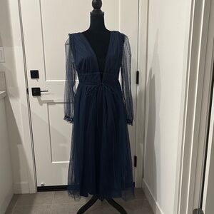 Lulu's Navy Long Sleeve Dress